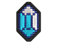 Pixel Gem Diamond Emerald Rupee RPG Game Multi-Color Embroidered Iron-On or Hook & Loop Patch Applique