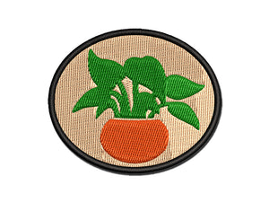 Potted Plant Pothos Devils Ivy Multi-Color Embroidered Iron-On or Hook & Loop Patch Applique