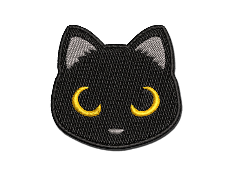 Simple Cat Head Icon Multi-Color Embroidered Iron-On or Hook & Loop Patch Applique