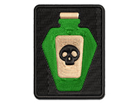 Skull Potion Poison Bottle Multi-Color Embroidered Iron-On or Hook & Loop Patch Applique