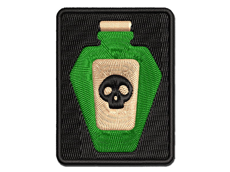 Skull Potion Poison Bottle Multi-Color Embroidered Iron-On or Hook & Loop Patch Applique