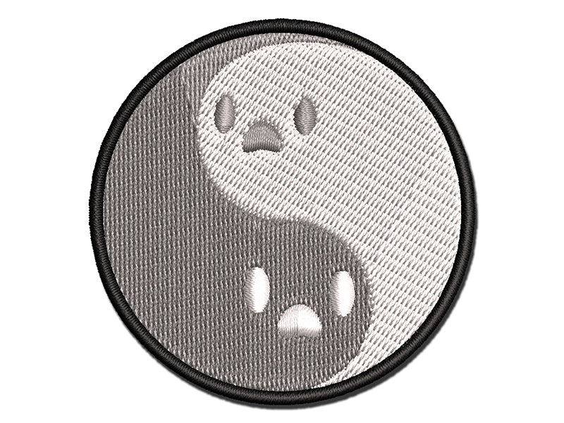 Yin Yang Ghosts Spooky and Cute Multi-Color Embroidered Iron-On or Hook & Loop Patch Applique