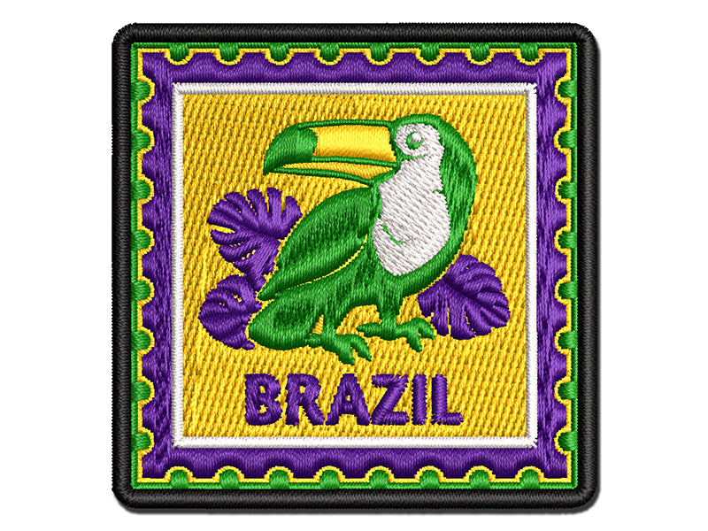 Brazil Travel Toucan Tropical Monstera Leaves Multi-Color Embroidered Iron-On or Hook & Loop Patch Applique
