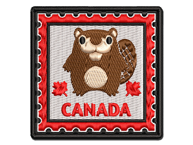 Canada Travel Beaver and Maple Leaf Leaves Multi-Color Embroidered Iron-On or Hook & Loop Patch Applique