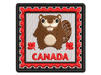 Canada Travel Beaver and Maple Leaf Leaves Multi-Color Embroidered Iron-On or Hook & Loop Patch Applique
