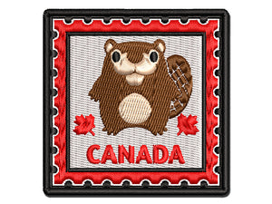Canada Travel Beaver and Maple Leaf Leaves Multi-Color Embroidered Iron-On or Hook & Loop Patch Applique