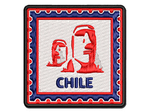 Chile Travel Easter Island Statues Multi-Color Embroidered Iron-On or Hook & Loop Patch Applique