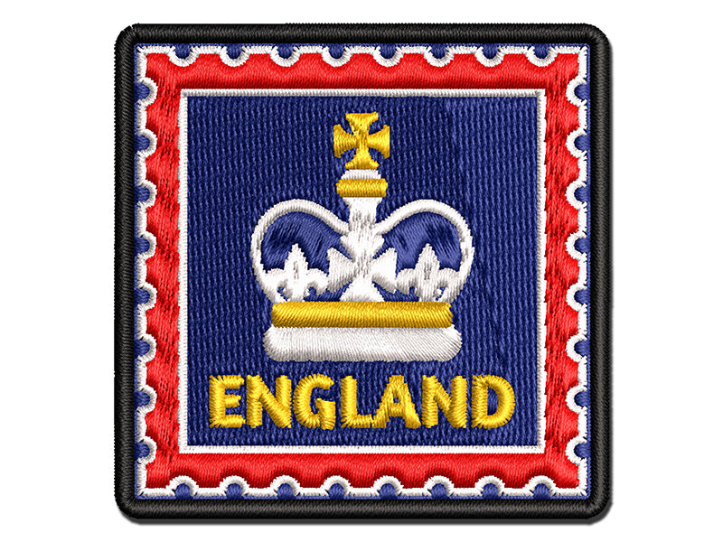 England Travel Royal Crown Family Multi-Color Embroidered Iron-On or Hook & Loop Patch Applique