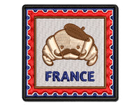 France Travel French Croissant with Beret Multi-Color Embroidered Iron-On or Hook & Loop Patch Applique
