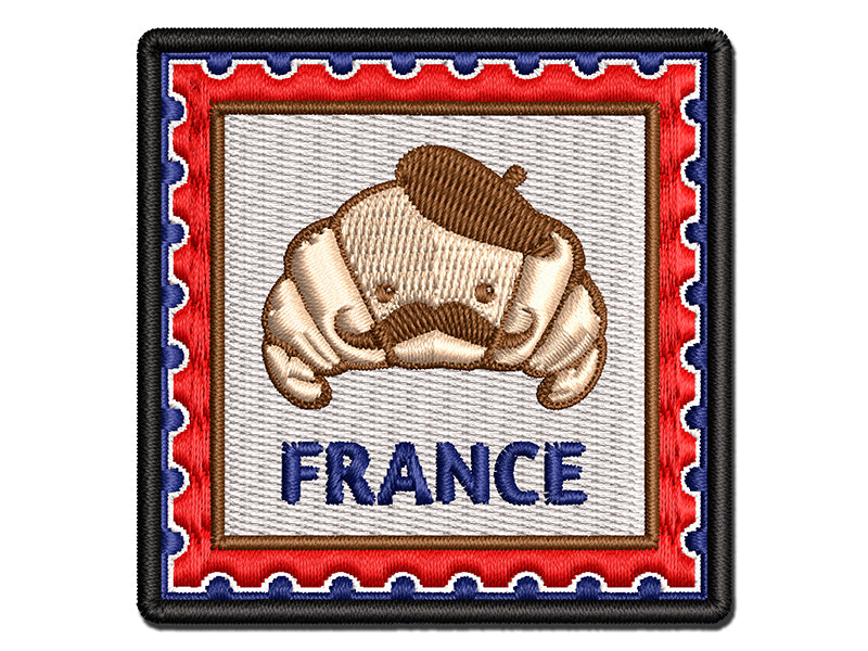France Travel French Croissant with Beret Multi-Color Embroidered Iron-On or Hook & Loop Patch Applique