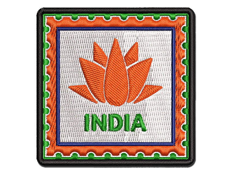 India Travel Lotus National Flower Multi-Color Embroidered Iron-On or Hook & Loop Patch Applique