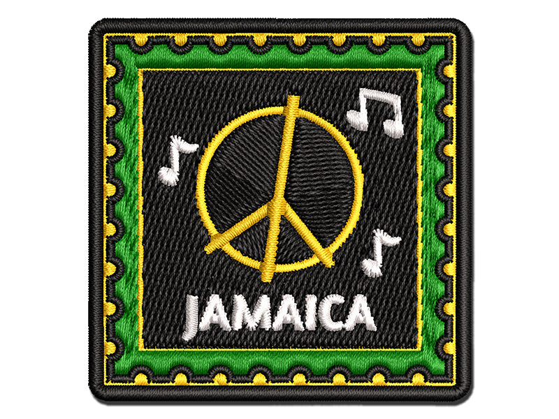 Jamaica Travel Reggae Music Peace Sign Multi-Color Embroidered Iron-On or Hook & Loop Patch Applique