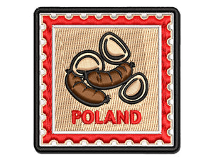 Poland Travel Sausages and Pierogies Multi-Color Embroidered Iron-On or Hook & Loop Patch Applique