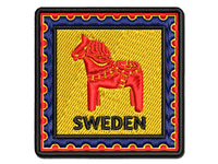 Sweden Travel Dalecarlian Dala Swedish Red Horse Multi-Color Embroidered Iron-On or Hook & Loop Patch Applique