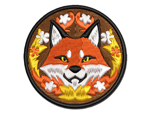 Sly Fox Hiding in Floral Wreath Multi-Color Embroidered Iron-On or Hook & Loop Patch Applique
