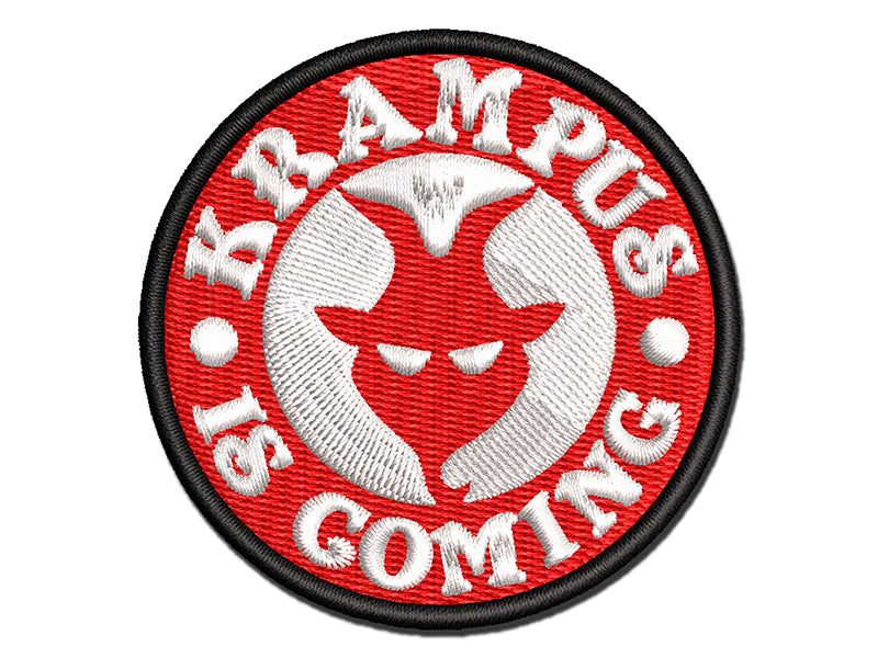 Krampus is Coming Christmas Multi-Color Embroidered Iron-On or Hook & Loop Patch Applique