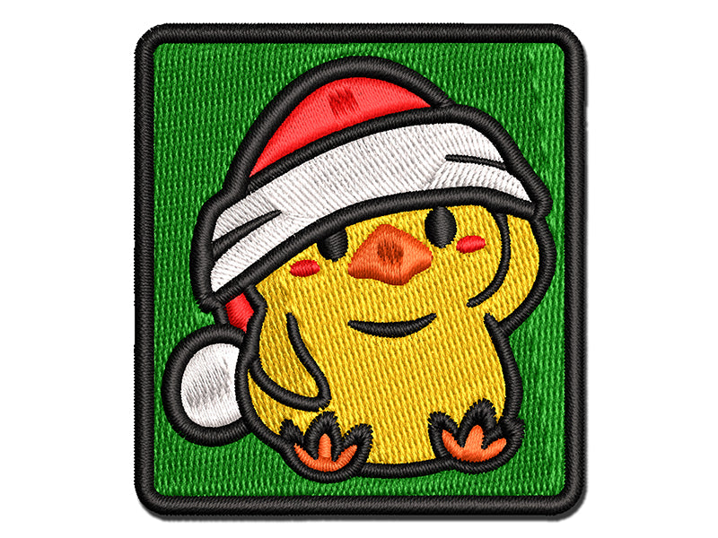 Baby Chick Chicken Christmas Santa Hat Multi-Color Embroidered Iron-On or Hook & Loop Patch Applique