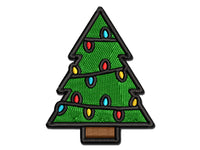 Christmas Tree with Lights Multi-Color Embroidered Iron-On or Hook & Loop Patch Applique