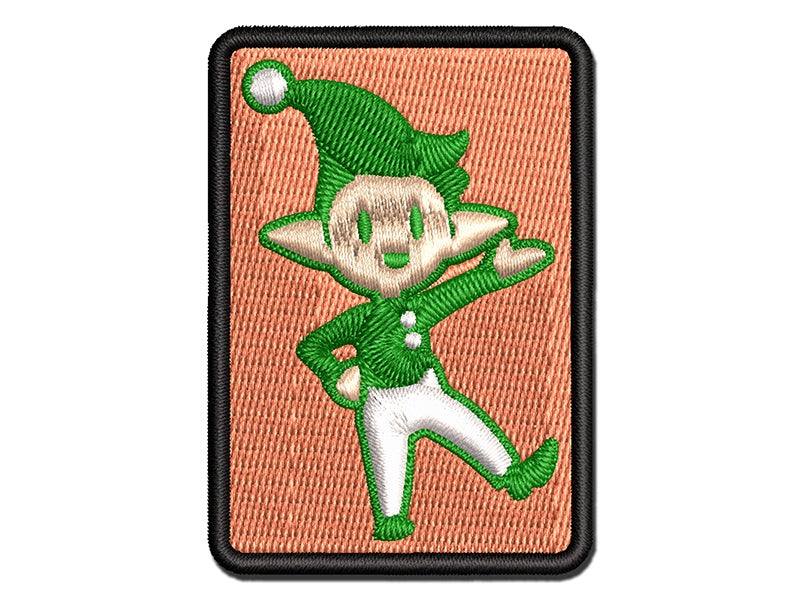 Cheerful Waving Christmas Elf Multi-Color Embroidered Iron-On or Hook & Loop Patch Applique