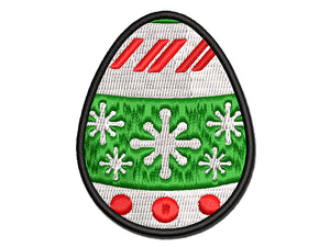 Christmas Ornament Painted Egg Multi-Color Embroidered Iron-On or Hook & Loop Patch Applique