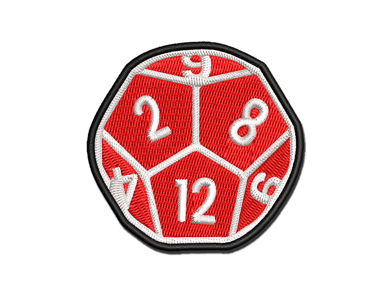 D12 12 Sided Gaming Gamer Dice Critical Role Multi-Color Embroidered Iron-On or Hook & Loop Patch Applique