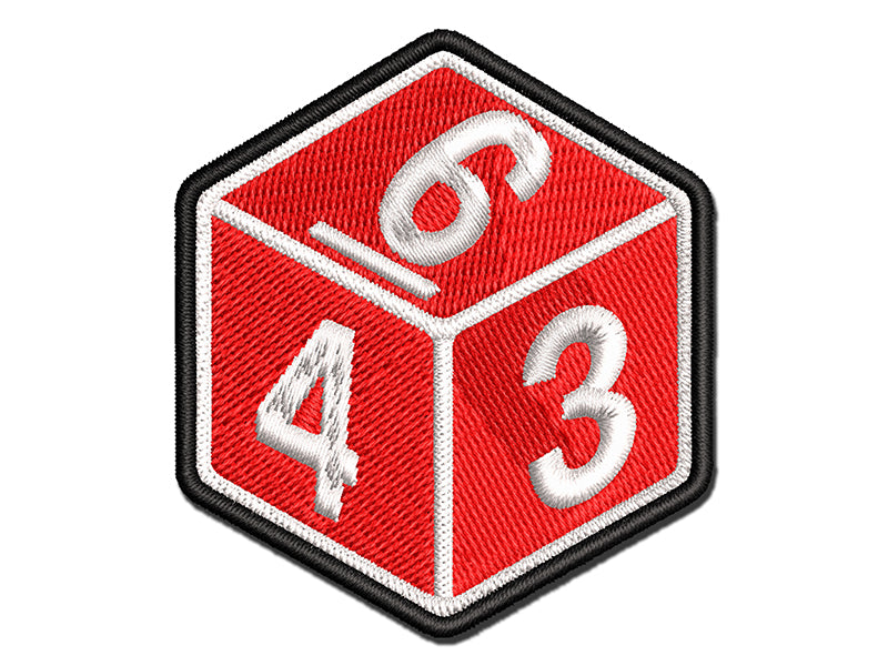 D6 6 Sided Gaming Gamer Dice Critical Role Multi-Color Embroidered Iron-On or Hook & Loop Patch Applique
