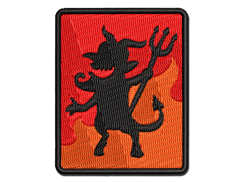 Mischievous Devil Demon Pitchfork Monster Halloween Multi-Color Embroidered Iron-On or Hook & Loop Patch Applique