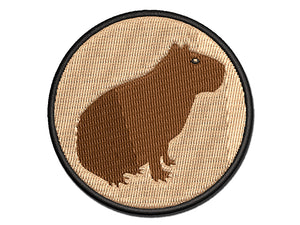 Capybara Rodent Silhouette Multi-Color Embroidered Iron-On or Hook & Loop Patch Applique