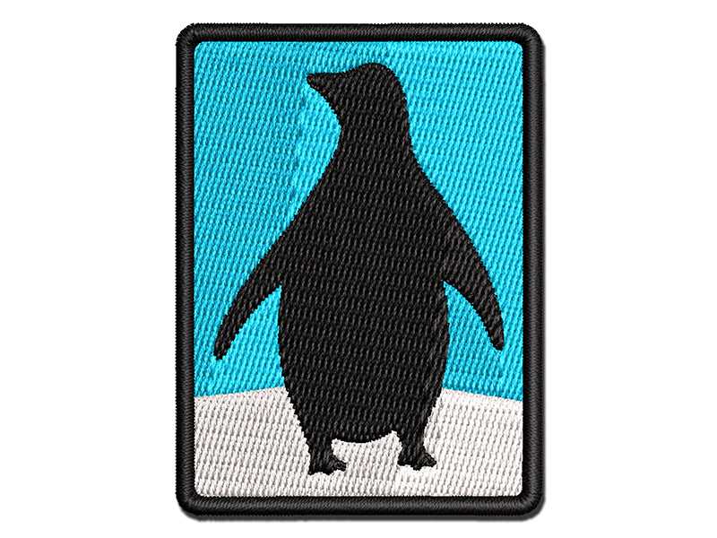 Chill Penguin Silhouette Multi-Color Embroidered Iron-On or Hook & Loop Patch Applique