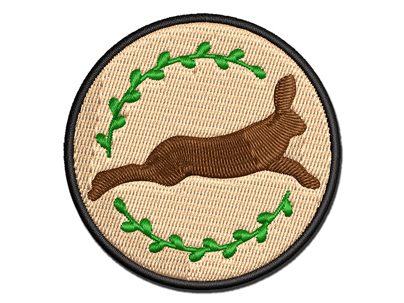 Leaping Jack Rabbit Silhouette Multi-Color Embroidered Iron-On or Hook & Loop Patch Applique