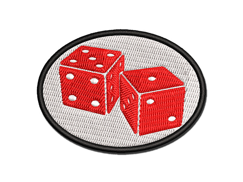 Pair of Dice Die Multi-Color Embroidered Iron-On or Hook & Loop Patch Applique