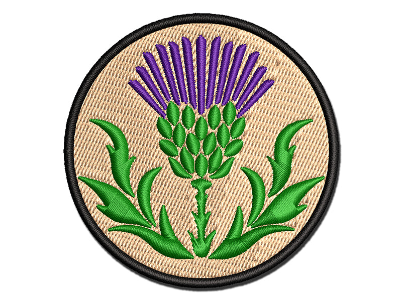 Scottish Thistle Multi-Color Embroidered Iron-On or Hook & Loop Patch Applique