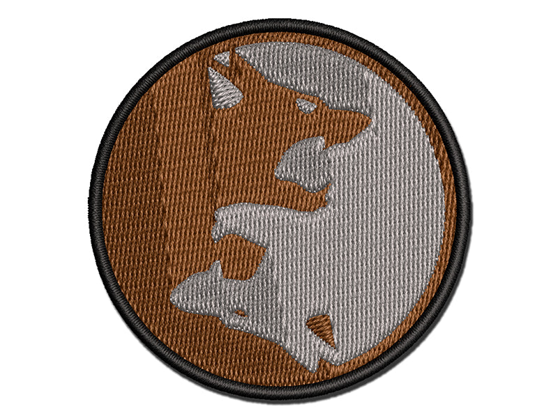 Yin Yang Wolf Wolves Multi-Color Embroidered Iron-On or Hook & Loop Patch Applique