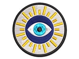 Sun Evil Eye Nazar Charm Multi-Color Embroidered Iron-On or Hook & Loop Patch Applique