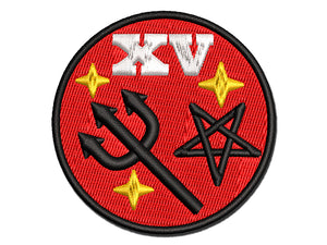 The Devil Tarot Card Multi-Color Embroidered Iron-On or Hook & Loop Patch Applique