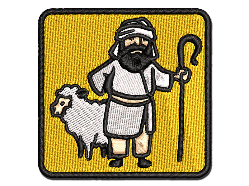 Biblical Shepherd Sheep Staff Crook Multi-Color Embroidered Iron-On or Hook & Loop Patch Applique
