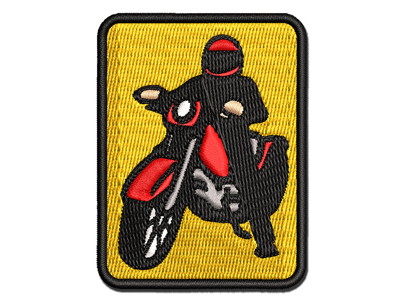 Biker on Motorcycle Multi-Color Embroidered Iron-On or Hook & Loop Patch Applique