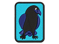 Curious Crow Raven Tilting Head Multi-Color Embroidered Iron-On or Hook & Loop Patch Applique