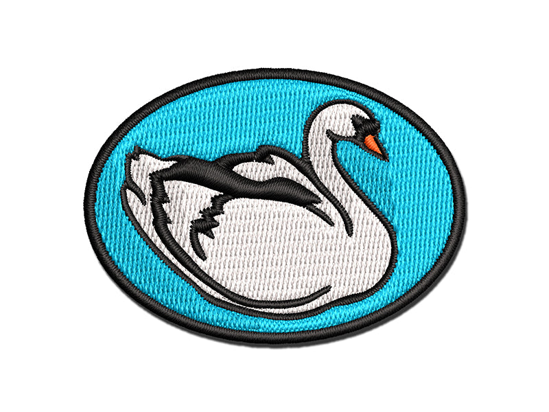 Elegant Swan Bird Multi-Color Embroidered Iron-On or Hook & Loop Patch Applique