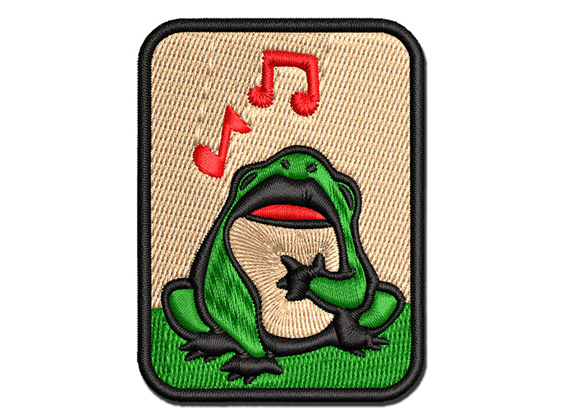 Singing Frog Toad Music Multi-Color Embroidered Iron-On or Hook & Loop Patch Applique