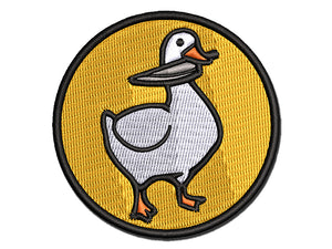 Threatening Goose with Kitchen Knife Multi-Color Embroidered Iron-On or Hook & Loop Patch Applique