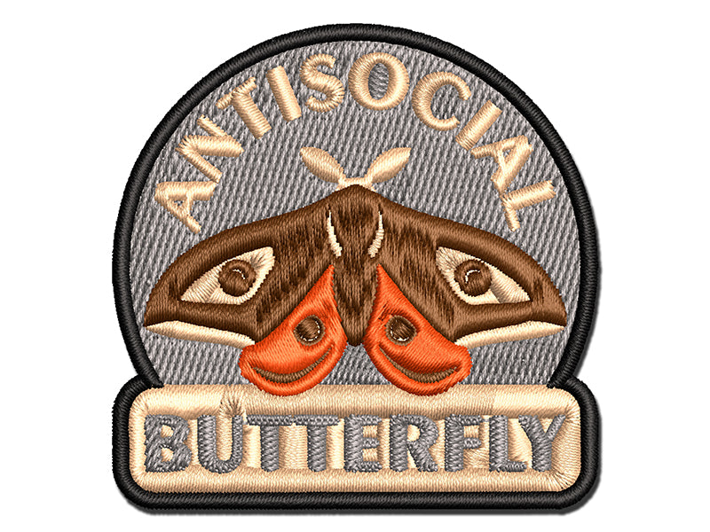 Antisocial Butterfly Moth Introvert Multi-Color Embroidered Iron-On or Hook & Loop Patch Applique