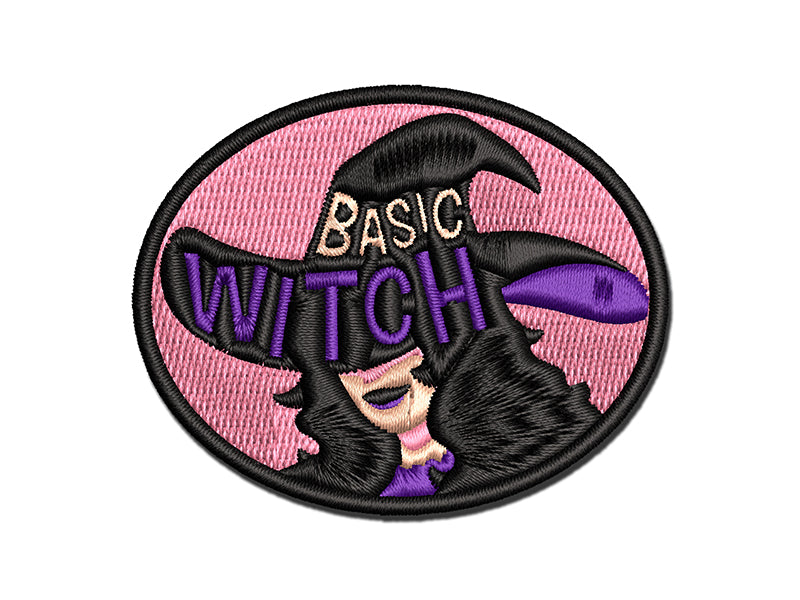 Basic Witch Goth Hat Woman Multi-Color Embroidered Iron-On or Hook & Loop Patch Applique