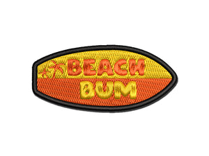 Beach Bum Surfboard Surfer Multi-Color Embroidered Iron-On or Hook & Loop Patch Applique