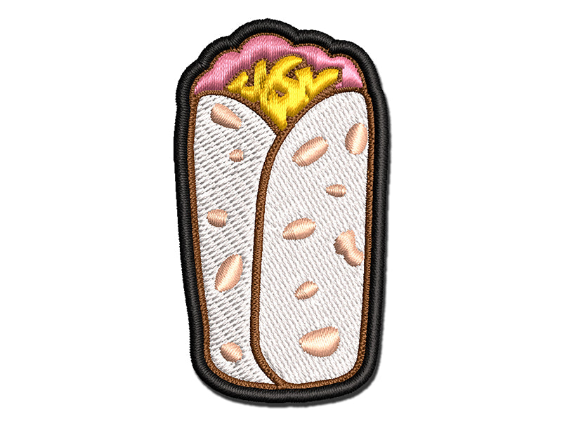 Bean and Cheese Burrito Multi-Color Embroidered Iron-On or Hook & Loop Patch Applique