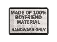 Boyfriend Material Laundry Tag Multi-Color Embroidered Iron-On or Hook & Loop Patch Applique