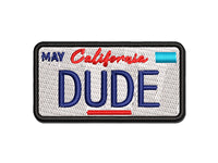 California Slang Dude License Plate Multi-Color Embroidered Iron-On or Hook & Loop Patch Applique