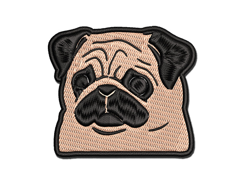 Concerned Pocket Pug Dog Multi-Color Embroidered Iron-On or Hook & Loop Patch Applique