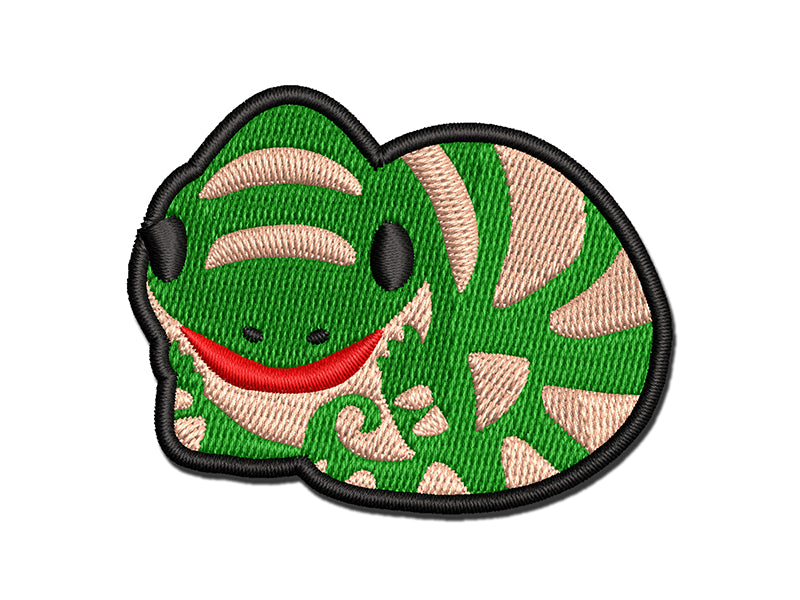 Cute Curled Chameleon Lizard Multi-Color Embroidered Iron-On or Hook & Loop Patch Applique