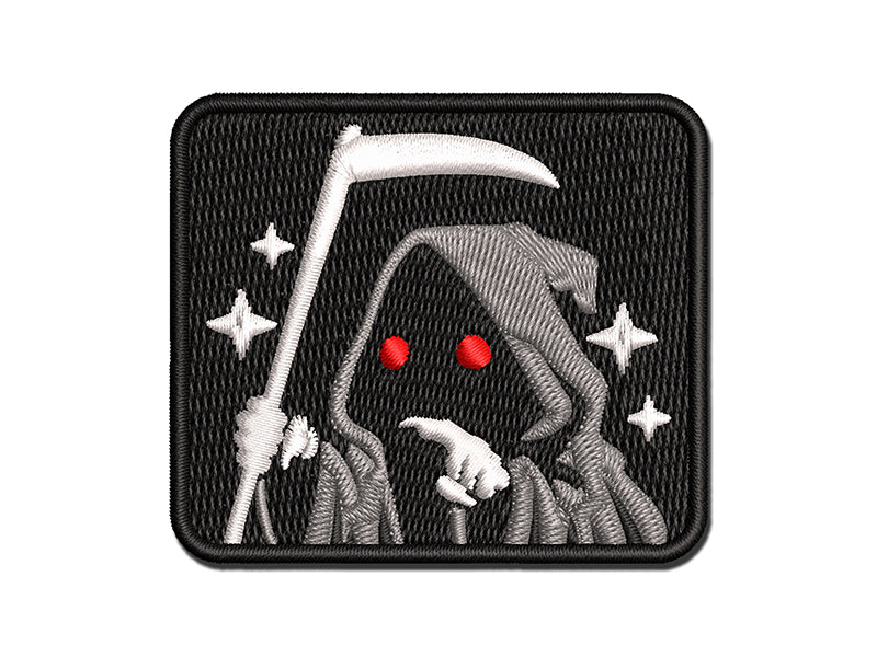 Cute Grim Reaper Pointing Multi-Color Embroidered Iron-On or Hook & Loop Patch Applique